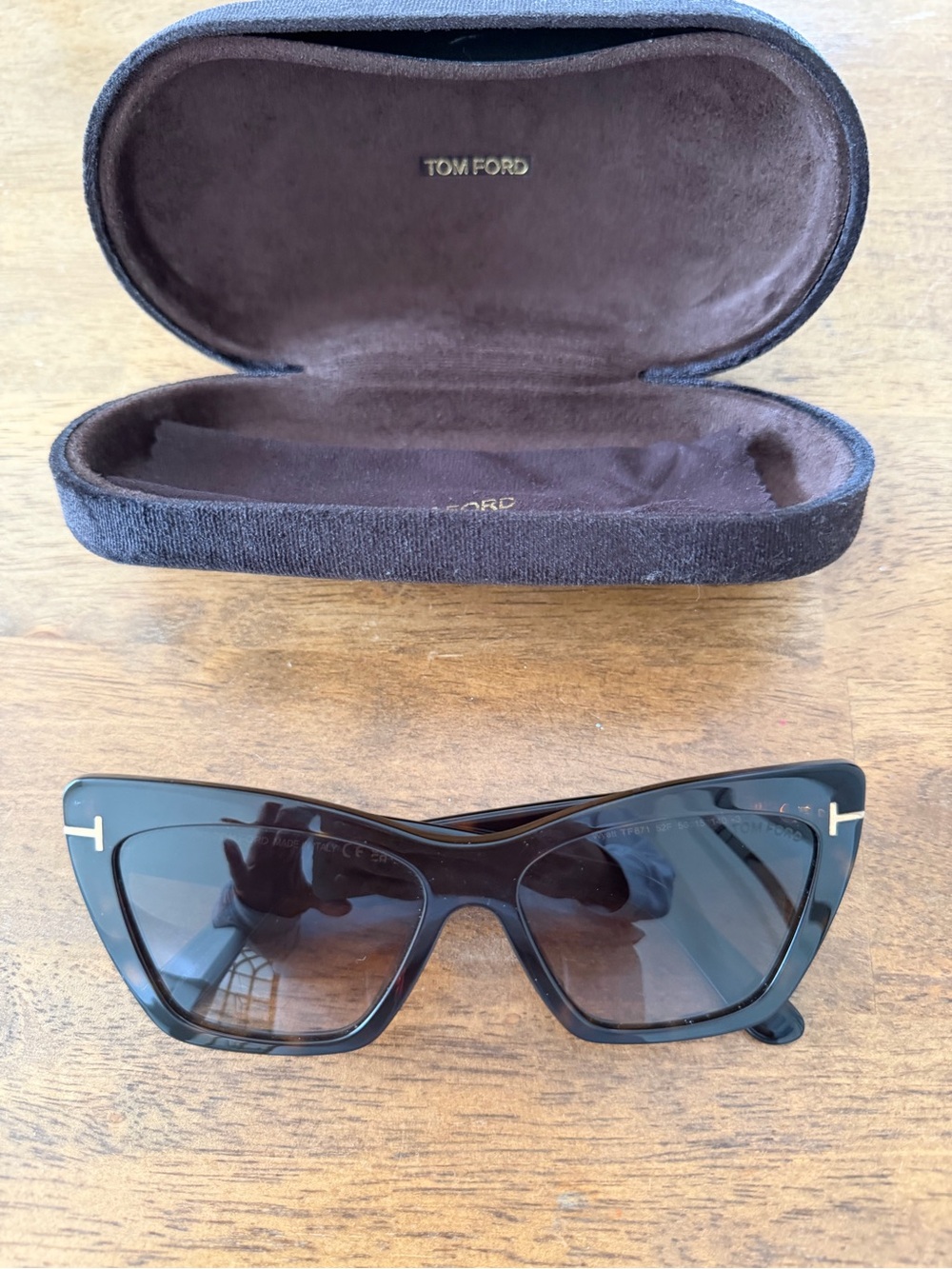 Tom Ford Black Cat-Eye Sunglasses with Dark Gradient Lenses